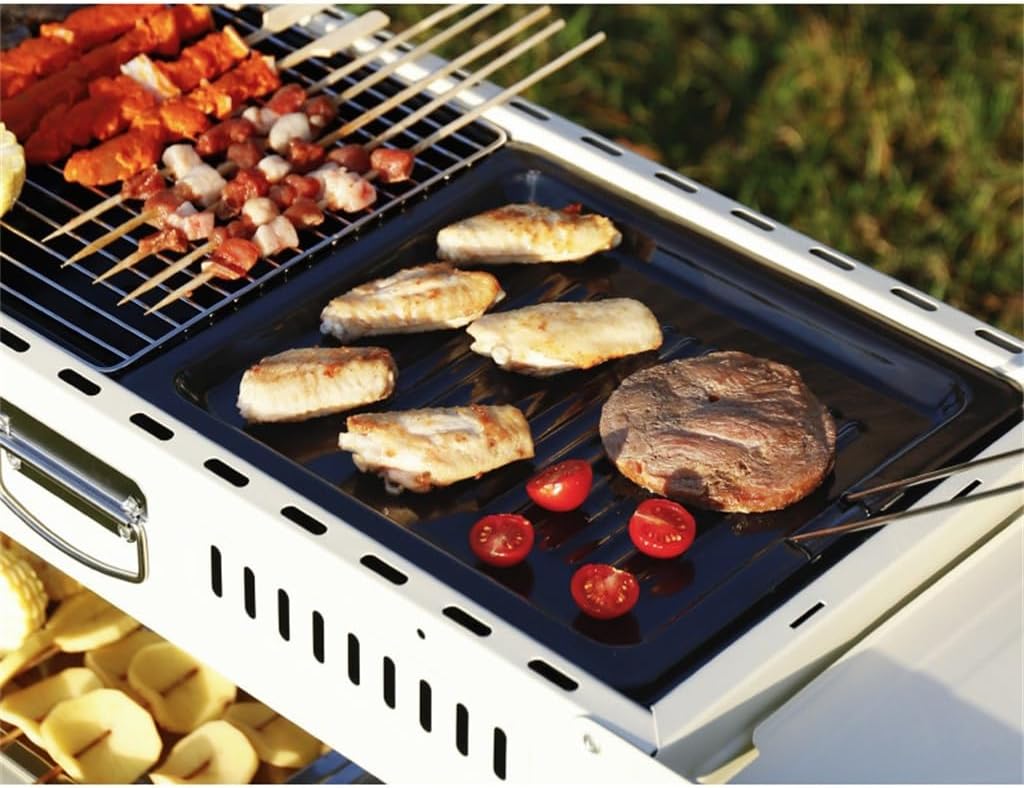 特別価格』ポータブルチャコールBBQグリル 移動車輪&温度計付き Amazon